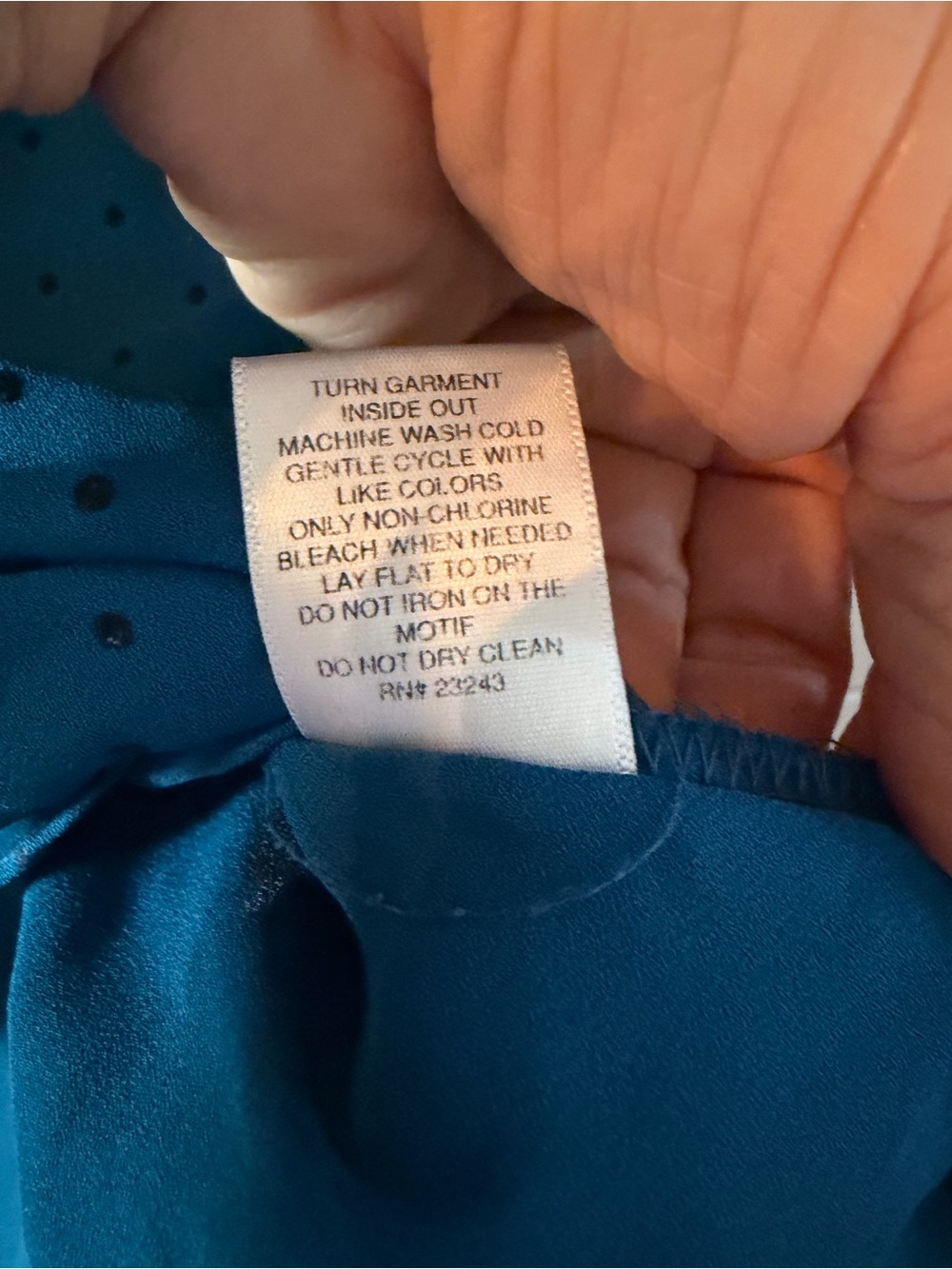 New York & Company Teal Blue Dot Split-Neck Blouse - Picture 8 of 10
